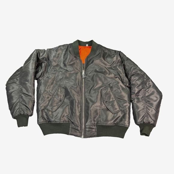 Rothco MA-1 Bomber Jacket Men's Large Green Orange Liner Military Flight Style - Picture 1 of 10